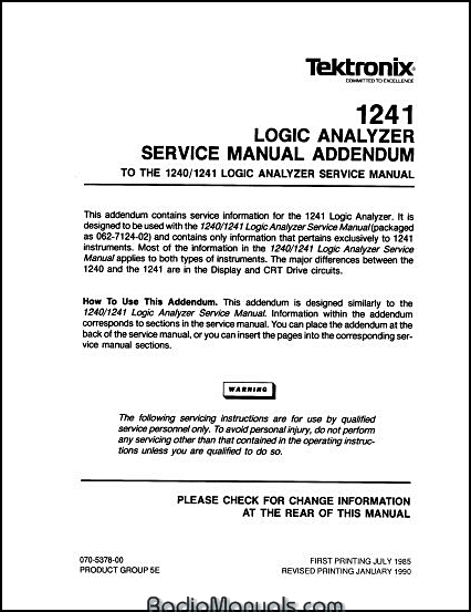 Tektronix 1241 Service Manual Addendum - Click Image to Close